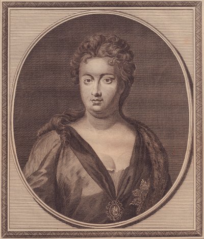 Portrett av Anne Stuart, dronning av Storbritannia (1665-1714), kobberstikk av John Goldar (1729-1795) fra maleri av G Kneller av Unbekannt Unbekannt