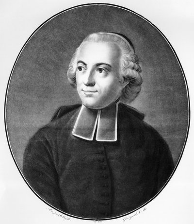 Portrett av Etienne Bonnot de Condillac (1714-1780), fransk økonom, filosof og epistemolog, som studerte i slike områder som psykologi og sinnsfilosofi, gravering av Unbekannt Unbekannt