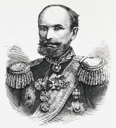 Portrett av general Oklobjio, russisk sjef i Kaukasus, russisk-tyrkisk krig av Unbekannt Unbekannt