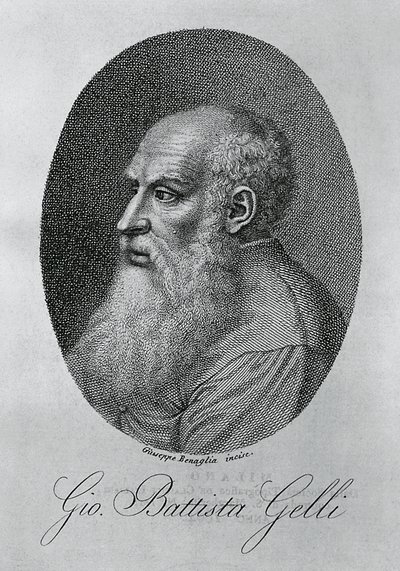 Portrett av Giovan Battista Gelli (1498-1563), italiensk filosof, forfatter og lærd, gravering av Giuseppe Benaglia (ca 1796-ca 1830) av Unbekannt Unbekannt