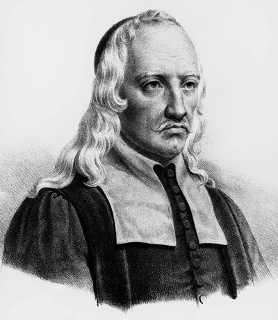 Portrett av Giovanni Alfonso Borelli (1608-1679), italiensk matematiker, astronom, filosof, fysiolog, gravering av Unbekannt Unbekannt