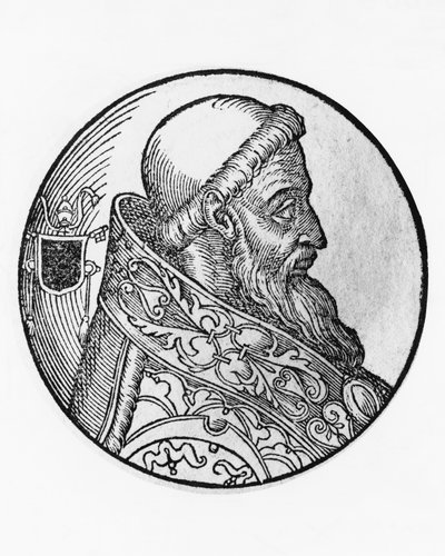 Portrett av Honorius I (død 638), 70. pave av den katolske kirke fra 625, gravering av Unbekannt Unbekannt