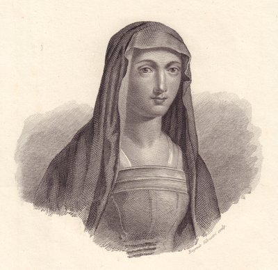 Portrett av den italienske billedhuggeren Properzia de' Rossi (1490-1530), kobberstikk av Eugenio Silvestri av Unbekannt Unbekannt