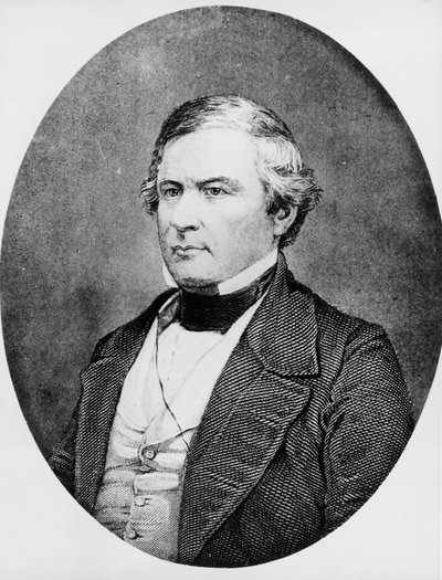 Portrett av Millard Fillmore (1800-1874), amerikansk advokat og politiker som fungerte som 13. president i USA fra 1850 til 1853, gravering etter daguerreotypi av Mathew Brady (1822-1896) av Unbekannt Unbekannt