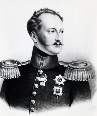 Portrett av Nicholas I Romanov (1796-1855), tsar av Russland fra 1825 til 1855, gravering av Unbekannt Unbekannt