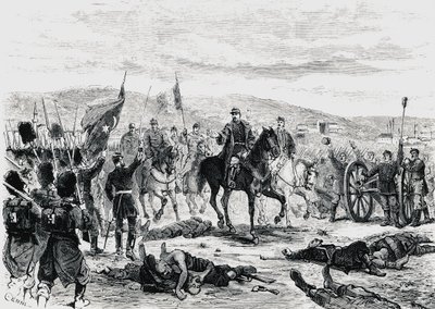 Prins Carol av Romania inspiserer troppene etter det fjerde slaget ved Pleven, russisk-tyrkisk krig av Unbekannt Unbekannt