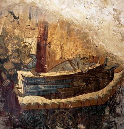 Rester av freskomaleri i den bysantinske kirken Agios Georgios Xifoforos, Apodoulou, Kreta, Hellas (bilde) av Unbekannt Unbekannt