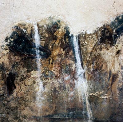 Rester av freskomaleri i den bysantinske kirken Agios Georgios Xifoforos, Apodoulou, Kreta, Hellas (bilde) av Unbekannt Unbekannt