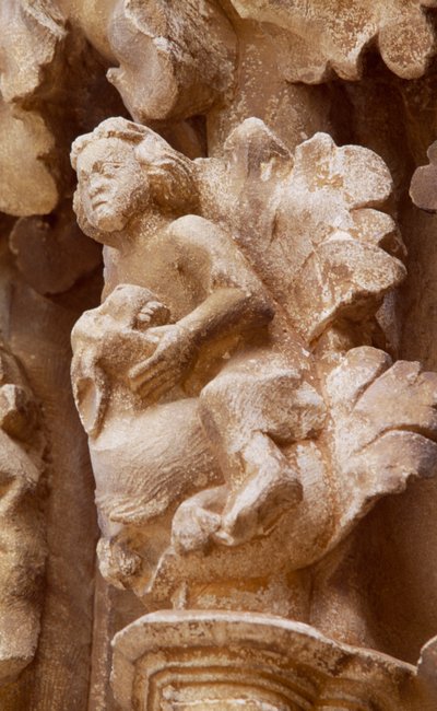 Spania, Navarra, Ujue, Santa Maria-kirken, arkitektonisk detalj av Unbekannt Unbekannt