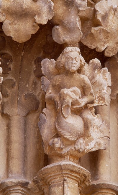 Spania, Navarra, Ujue, Santa Maria-kirken, arkitektonisk detalj av Unbekannt Unbekannt