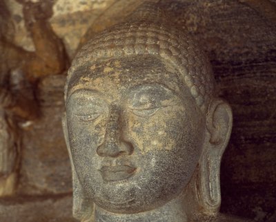 Sri Lanka, Polonnaruwa, detalj av statuen av Buddha av Gal Vihara (UNESCOs verdensarvliste av Unbekannt Unbekannt