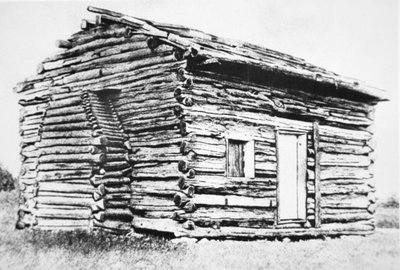 Tømmerhytta der Abraham Lincoln ble født i (s/hvitt-bilde) av Unbekannt Unbekannt