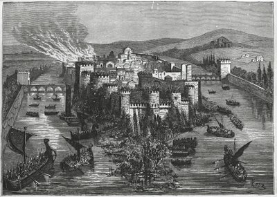 Vikinger beleirer Paris i 845 (gravering) av Unbekannt Unbekannt
