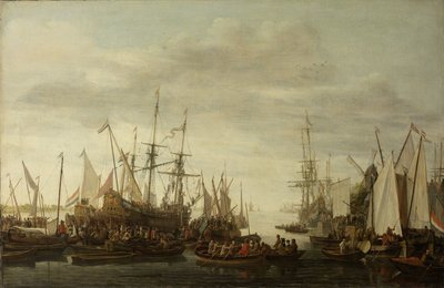 En kjølhaling, ifølge den ikke-attesterte tradisjonen, av skipets doktor av admiral Jan van Nes av Lieve Pietersz. Verschuier