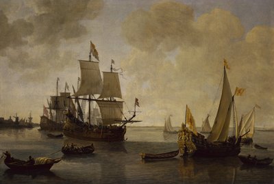 Statens yacht til prins William II av Orange med annen frakt (olje på lerret) av Lieve Verschuier