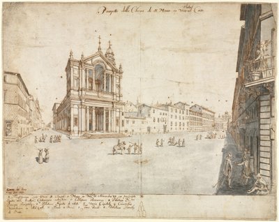 Atten utsikt over Roma: Santa Maria i Via Lata av Lievin Cruyl