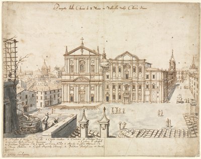 Atten utsikt over Roma: Santa Maria-kirken i Vallicella, 1665. av Lievin Cruyl