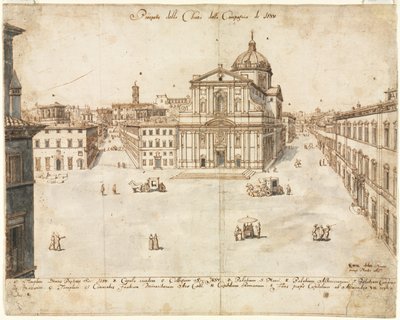 Atten utsikt over Roma: The Church of the Gesù, 1665. av Lievin Cruyl