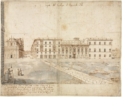 Atten utsikter over Roma: Collegio di Propaganda Fide recto, 1665. av Lievin Cruyl