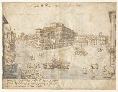 Atten utsikt over Roma: Piazza Barberini (recto) av Lievin Cruyl