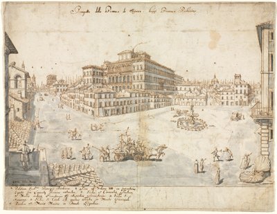 Atten utsikt over Roma: Piazza Barberini recto ..., 1665. av Lievin Cruyl