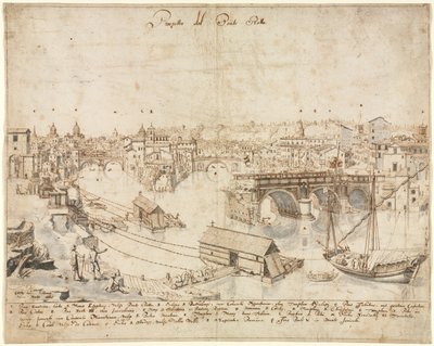 Atten utsikt over Roma: Ponte Rotto av Lievin Cruyl