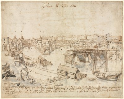Atten utsikt over Roma: Ponte Rotto, 1665. av Lievin Cruyl
