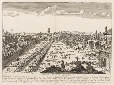 Forum Romanum fra prospekt, 1666 av Lievin Cruyl