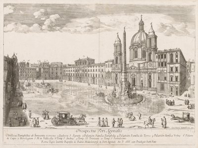 Piazza Navona fra "Utsikt over landemerkene i byen Roma" av Lievin Cruyl