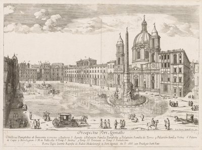 Piazza Navona fra prospektet til Lourum i byen Roma, 1666. av Lievin Cruyl