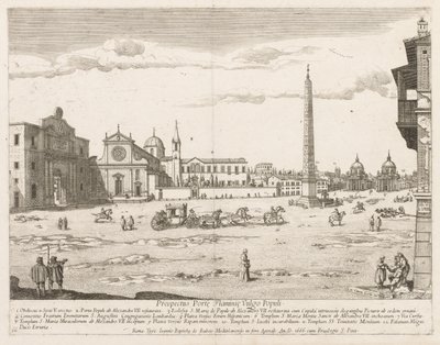 Piazza del Popolo fra prospektet til Lourum i byen Roma, 1666. av Lievin Cruyl