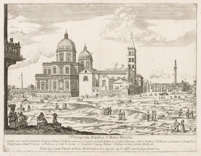 Santa Maria Maggiore fra prospektet til Lourum i byen Roma, 1666. av Lievin Cruyl