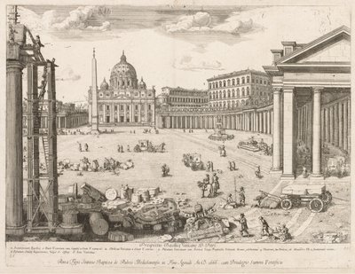 St St. Peters-basilikaen fra prospektet til Lourum i byen Roma, 1666. av Lievin Cruyl