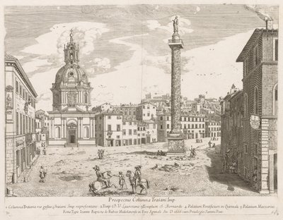 Trajans kolonne fra prospekt Lourum Urbis Romae Insignium, 1666 av Lievin Cruyl