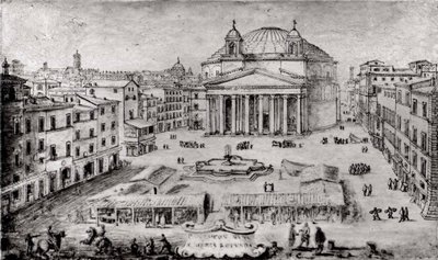 Utsikt over Pantheon, Roma, tidlig på 1670-tallet. av Lievin Cruyl