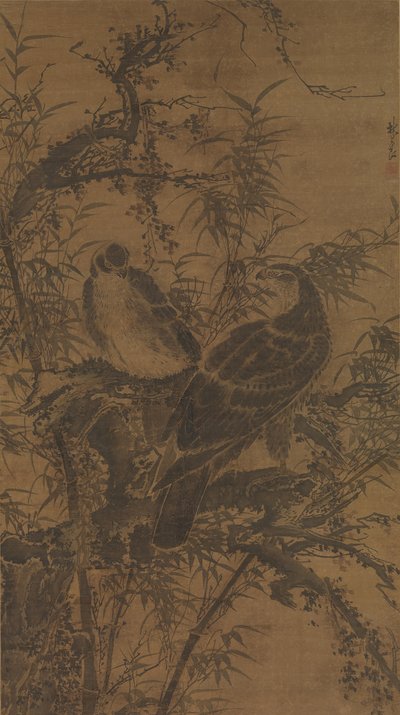 To hauker i et kratt, midten av 1400-tallet. av Lin Liang