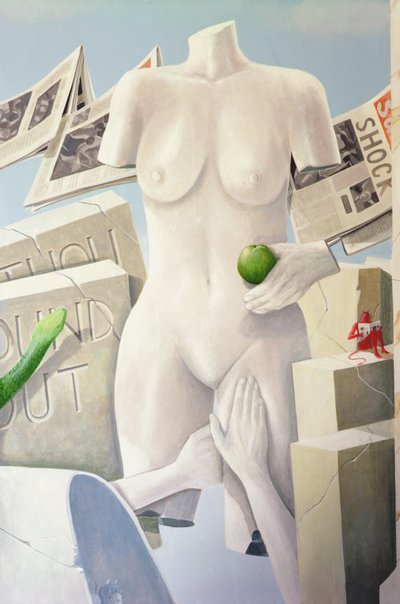 Begjær, juridiske konsekvenser av det 11. bud (akryl på lerret) av Lincoln Seligman