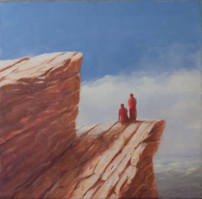 Mountain Walk, Bhutan, 2010 (gouache på lerret) av Lincoln Seligman