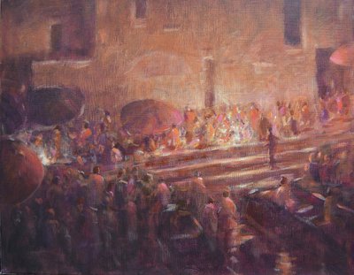 Varanasi skritt om natten av Lincoln Seligman