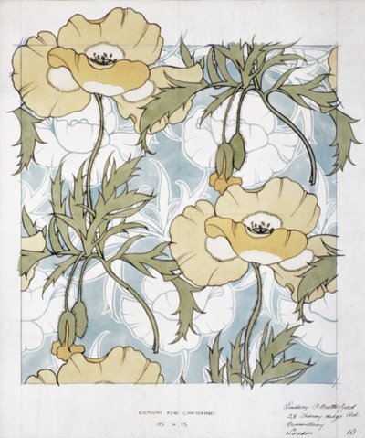Design for cretonne (akvarell på papir) av Lindsay P. Butterfield