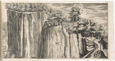 Utsikt over fjellet La Verna fra veien til Casentino (Vue de la montagne della Vernia...) [plate A] av Lino Moroni
