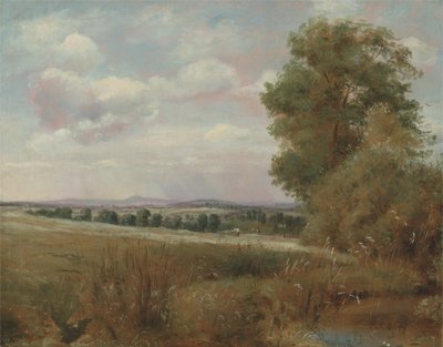 Landskap ved Hampstead med Harrow in the Distance, ca. 1849-55 (olje på lerret) av Lionel Constable