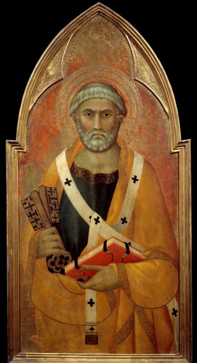 Representasjon av Sankt Peter (San Pietro) Detrempe på tre av Lippo Memmi (kjent fra 1317-1347) 1300-tallets søn. 0,94x0,44 m - Representasjon av Saint Peter (San Pietro). Tempera på tre av Lippo Memmi (kjent fra 1317 til 1347) av Lippo Memmi