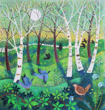 Birds on the Common, 2021 (akryl på lerret) av Lisa Graa Jensen