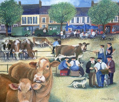 Cow Dealers II (blekk og gouache på papir) av Lisa Graa Jensen
