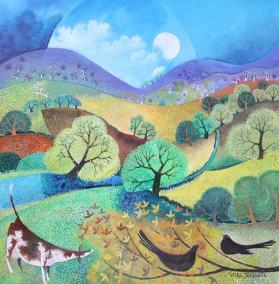 English Meadow 2019 (akryl på papir) av Lisa Graa Jensen