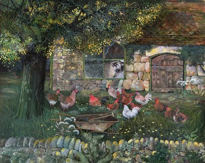Hen House, 1988 (blekk, gouache) av Lisa Graa Jensen
