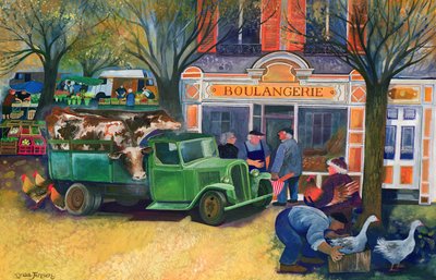 The Bakery (wc og gouache på papir) av Lisa Graa Jensen