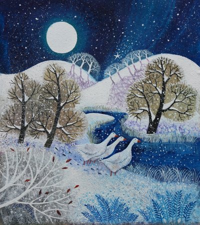 Snowy Silence, 2021, (akryl på lerret) av Lisa Graa Jensen