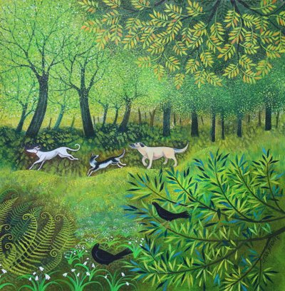 Tre venner, 2024 (akryl på lerret) av Lisa Graa Jensen